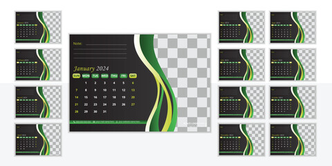 Modern desk calendar design template 2024