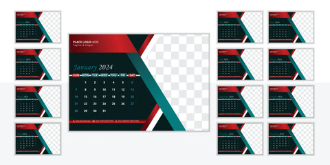 Modern desk calendar design template 2024