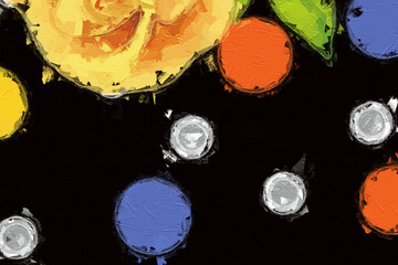 Oil paintings and various flowers, Paisley roses and peonies are beautiful