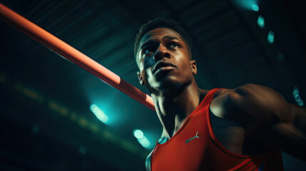 Pole vaulter aims to clear bar with determination - obrazy, fototapety, plakaty