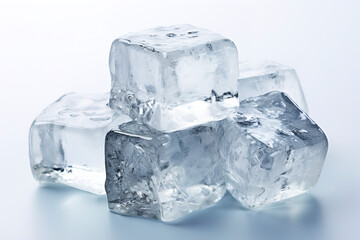 Ice cubes on a white background. Clearer ice cubes made from pure water.
