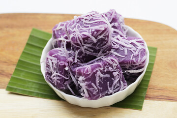 Steam purple sweet potato cake. Thai Desserts.