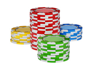 Casino chips isolated on transparent background. 3D illustration