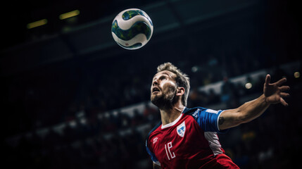Intense goal shot in handball - obrazy, fototapety, plakaty