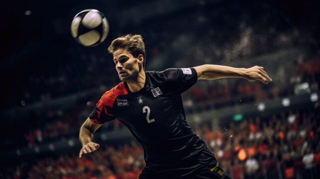 Powerful throw-in in handball - Powered by Adobe