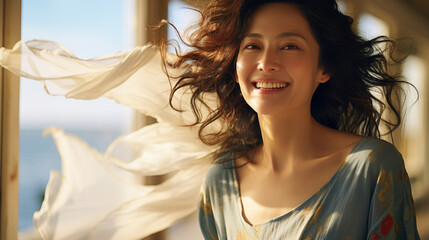 Japanese woman with a bright smile