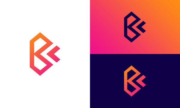 collection of initials bk with gradient colors logo design vector
