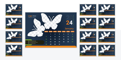 Corporate desk calendar design template 2024