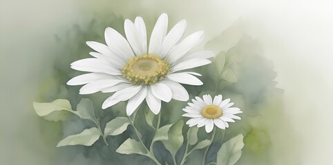 Camomile daisy flowers. AI generated illustration
