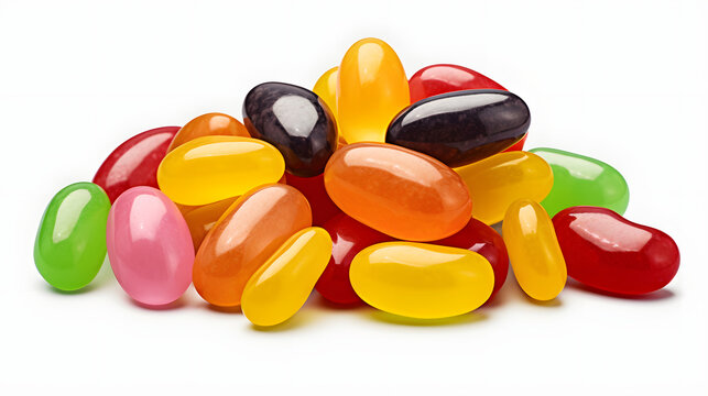 jelly beans isolated on a white background AI generated