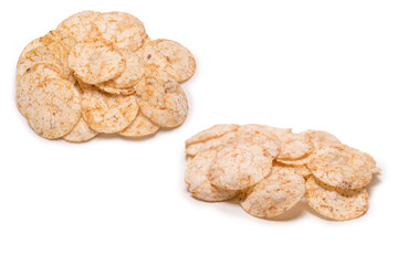 Rice chips isolated on white background.