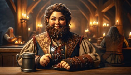 Female Dwarf in Fantasy Tavern