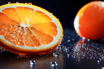 Tangerine on dark background 