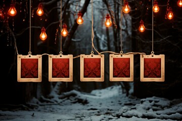 Christmas Polaroid photo frames mockup adding a touch of nostalgia to photos - obrazy, fototapety, plakaty