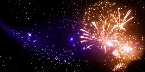 Beautiful bright Fireworks at dark sky background