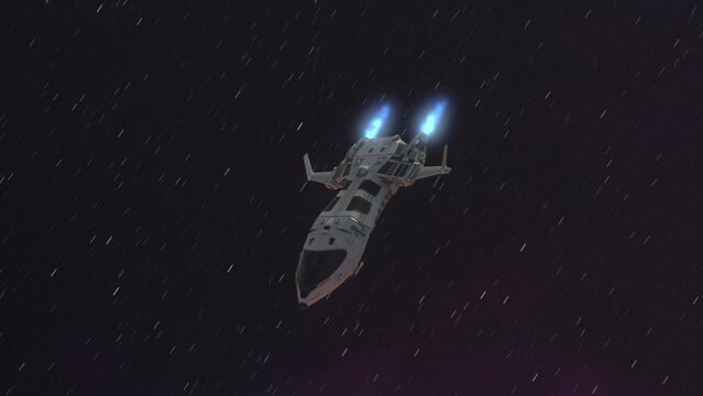Futuristic Spaceship Arriving at a Planet.