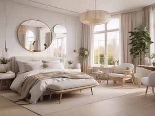 Fototapeta na wymiar Ultimate Serenity Unveiled: Dive into the Chic Tranquility of a Modern Bedroom Haven!