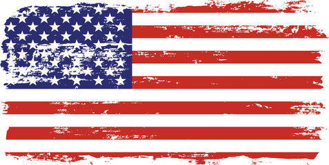 Grunge USA Flag. American flag brush paint texture. Distressed US symbol, United States flag Vector Illustration for Celebration Holiday 4 of July American President Day, star and stripes.