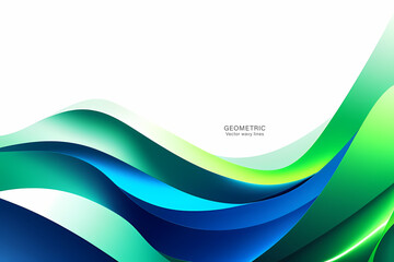 Abstract Green Blue Wave. Isolated on white background. Vector illustration.
