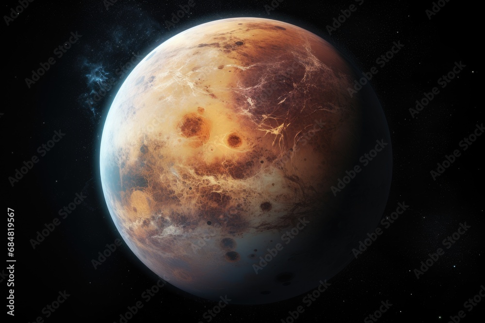 Wall mural glowing planet in outerspace orbit. far side of the moon solar lunar terrain. space nebula in the co