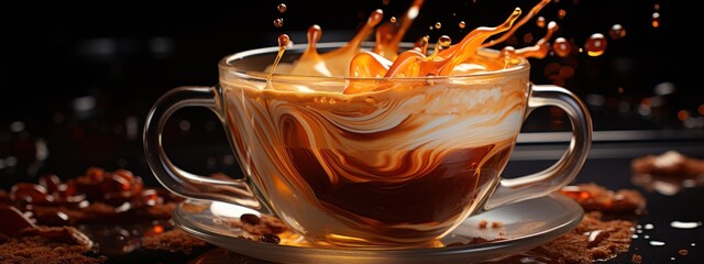 Aromatic coffee splashing
