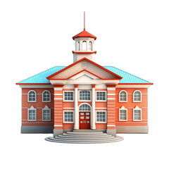 Educational School Building - A School Building Isolated Representing Education Learning and...