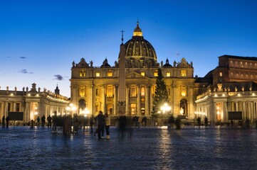 Vatican basilica at sunset Rome Italy