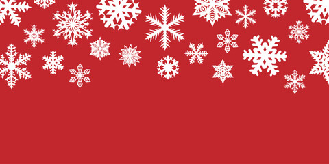 Christmas red background with beautiful snowflakes. Vector illustration