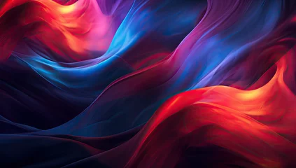 Wandcirkels tuinposter the color and shape of a fire burns on the black background, in the style of futuristic chromatic waves. colorful flaming clouds wallpaper © Koray