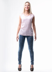 Obraz premium Smiling in trendy casual denim
