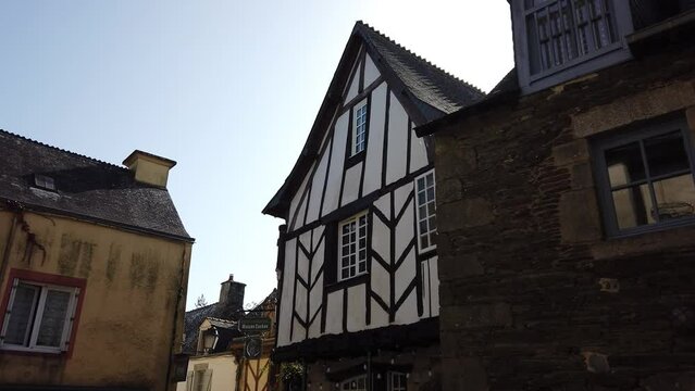 Rochefort en Terre, France, October 7, 2023: Puits square (Place du Puits) in the village of Rochefort en Terre. The houses around this square are dated from the 14th century to the 18th century. 