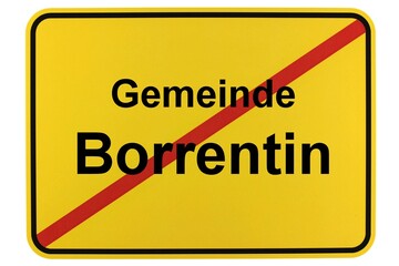 Illustration eines Ortsschildes der Gemeinde Borrentin in Mecklenburg-Vorpommern