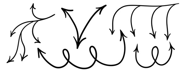 Obraz premium simple black arrow set in vector. pointer icon in doodle style. graphics for application sites for layout and printing of texts and images