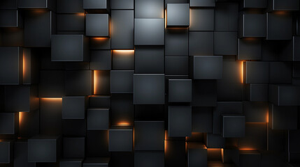 Anthracite Dimensions: Illuminated Rectangles in Abstract Wall Design