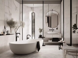 Luxurious Escape: Dive into the Serene Elegance of a Modern and Pristine Bathroom Haven!