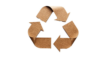 Cardboard recycling symbol isolated on white background,PNG image with background removed, created with Generative Ai technology.
