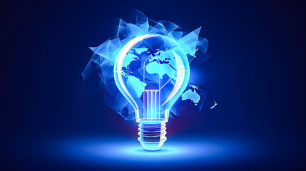 Neon light bulb on a lively background