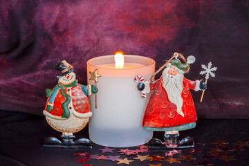 christmas candle and decorations