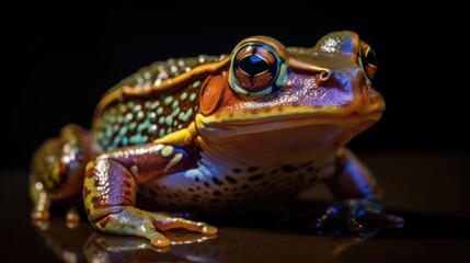 Macro of a red-spotted tree frog (Rana temporaria). Wilderness Concept. Wildlife Concept.