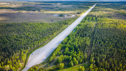 Military road base airfield in Lapland, Finland, near Rovaniemi