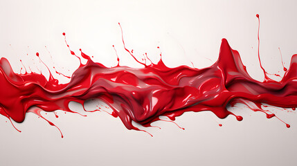 Red line of paint isolated on solid white background