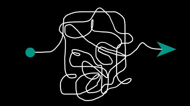 Business process complexity Concept with Messy and Complicated Path way . From difficult to easy. Life Challenge, Complexity and simplicity, Problem Solving