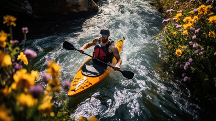 Kayaker expertly navigating tight bends in meandering river