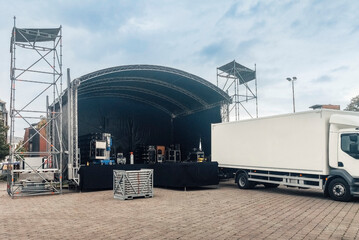 Professional outdoor concert stage installation