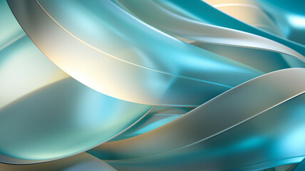 Watery Silk Abstract Waves Background in Glowing Blue and Soft Gray for Wallpaper, Banners - Generative AI