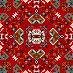 Traditional Georgian folk art embroidery vector pattern