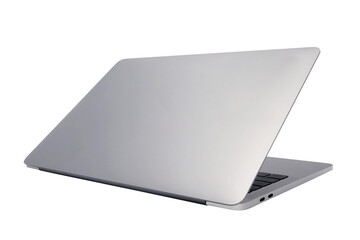 Back view of laptop half closed on transparent background png
