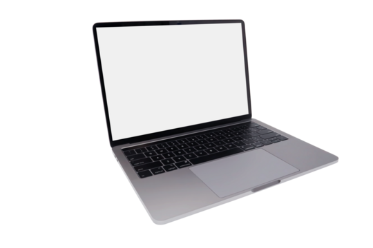 Side view of Open laptop computer on transparent background png
