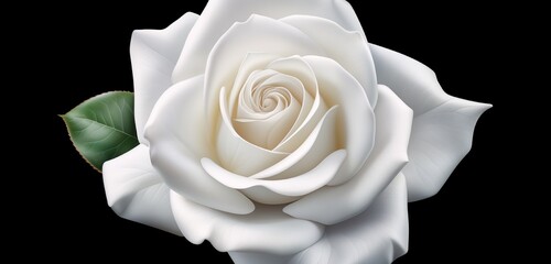 Create a moment of splendor with a realistic top-view image of a captivating white rose isolated on a white background.