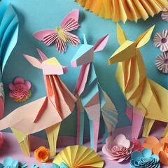 Holiday Themed Papercraft with animals and butterflies
